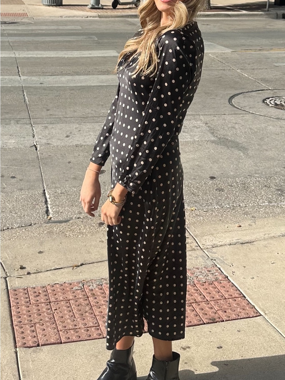 Zara maxi dress silk polka dot!